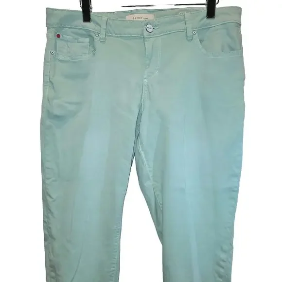 SLINK Jeans Crop Skinny Womens Sz 16 Plus Mint Green Distressed Stretch Ankle - Picture 8 of 15
